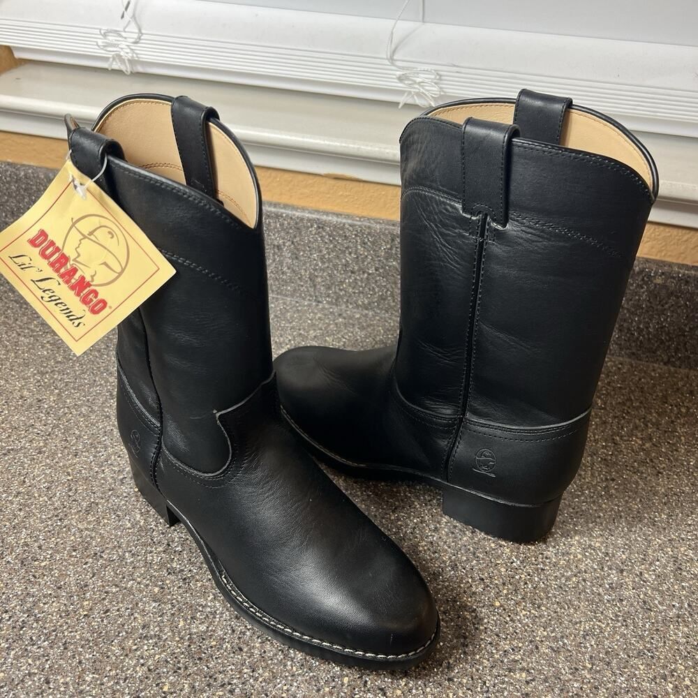 Durango Boots Women's Size 5.5 Black Leather Cowboy Western Mid Calf Pull On New